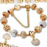 Bransoletka serduszko gold Modułowa charms złota CELEBRYTKA Serce Kryształ