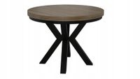 STÓŁ OKRĄGŁY ROZKŁADANY NOGA METAL SALON KUCHNIA 90cm+2x50cm