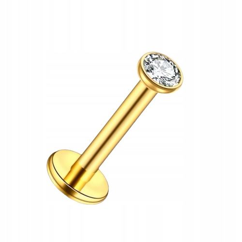PIERCING Kolczyk Labret z białą cyrkonią HELIX Lobe Tragus TYTAN na Arena.pl