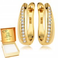 Złote Kolczyki 925 Angielskie z Cyrkoniami na prezent Grawer