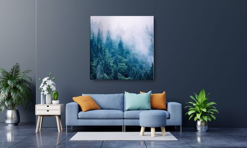 OBRAZ NA PŁÓTNIE 053 Las we mgle 50x50cm na Arena.pl