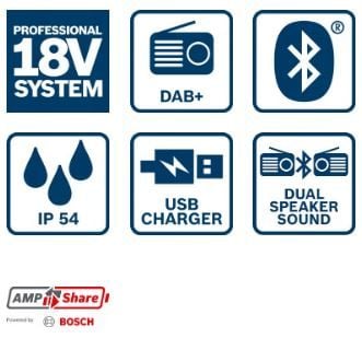 radio akumulatorowe gpb 18v-2 sc dab+/fm bluetooth 0*ah - b 6014a3100 na Arena.pl