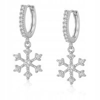 Kolczyki srebrne wiszące koła śnieżynki cyrkonie stal stalowe