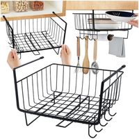 Kosz koszyk metalowy podblatowy z haczykami czarny organizer do kuchni