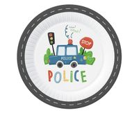 Talerzyki papierowe Policja, 23 cm 6 szt.