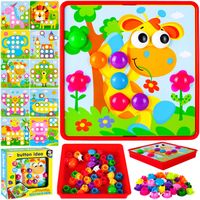 UKŁADANKA GUZIKOWA MOZAIKA GRA TRENING MAŁEJ RĄCZKI GRZYBKI EDUKACYJNE XXL