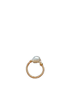 Pierścionek ręcznie wykonany z naturalną perłą