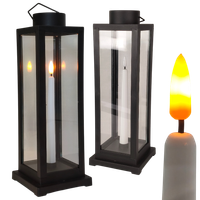 LAMPION LED Z ŚWIECĄ NA BATERIE LATARENKA SZKLANA DEKORACJA OZDOBNA CZARNA