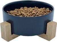 Miska Ceramiczna dla Psa Kota 480ml z Bambusową Podstawką Czarna