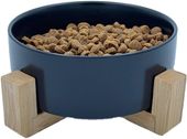 Miska Ceramiczna dla Psa Kota 480ml z Bambusową Podstawką Czarna