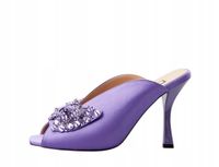LIU JO FIOLETOWE KLAPKI Z OZDOBĄ Z CYRKONII NA SŁUPKU R38