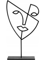 Dekoracja stojąca 3D jedna linia twarz czarny design minimalizm art deco