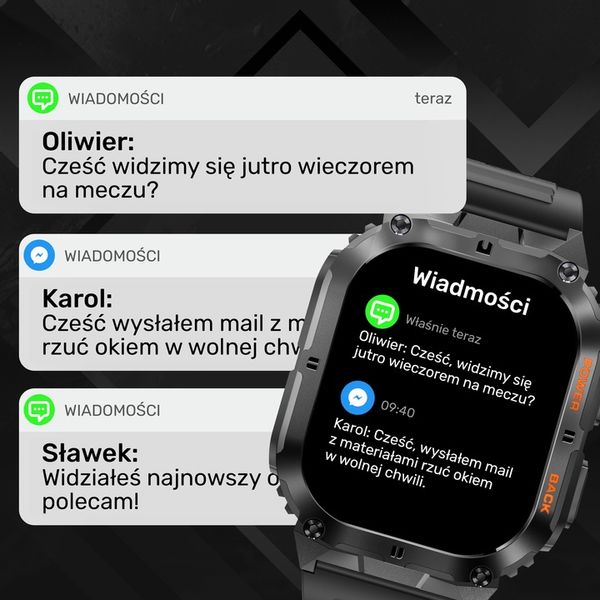 SMARTWATCH ZEGAREK MĘSKI MENU POLSKIE SPORT PULS ROZMOWY SMART WATCH AMOLED zdjęcie 15