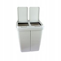 Kosz na śmieci Duo 2 x 25 l jasno szary do domu biura 2 komory