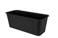 Doniczka skrzynka balkonowa RATTAN 39 cm na pelargonie surfinie tworzywo antracyt czarny