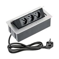 Przedłużacz SOFT biurkowy wpuszczany prostokątny 3 gniazda z bolcem