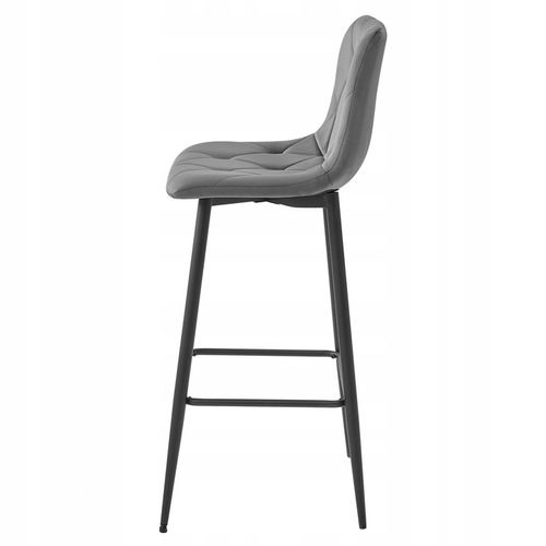 Hoker Barowy Tapicerowany z Oparciem Welurowy Szary do Salonu Wyspy na Arena.pl