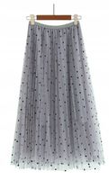 TIULOWA półdługa SPÓDNICA SZYFON kropki SZARA
