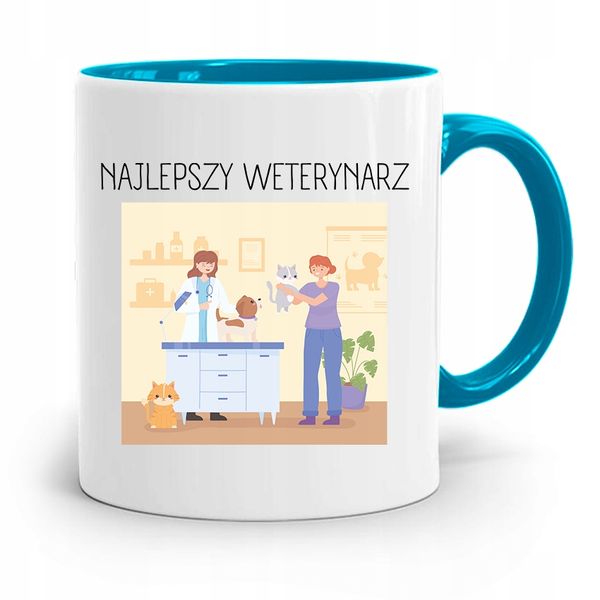 Kubek Błękitny Weterynarza Najlepszy Weterynarz Z Nadrukiem Ze Zdjęciem zdjęcie 1