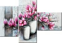 100CM 70CM ZEGAR 3 ELEM MAGNOLIE WAZONACH ŚCIENNY OBRAZ
