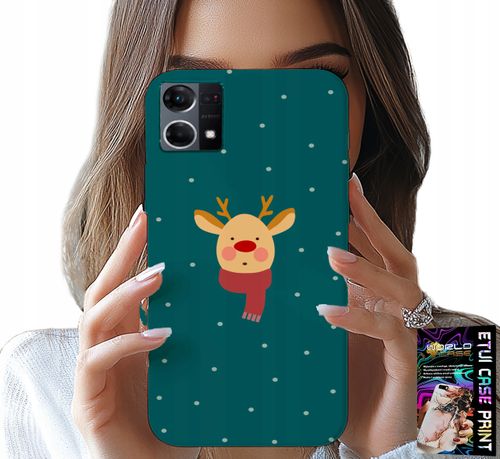 ETUI DO OPPO RENO7 4G - RENIFER NA ZIELONYM TLE ŚWIĄTECZNE WZORY na Arena.pl