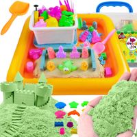 DUŻY ZIELONY PIASEK KINETYCZNY 3KG+BASEN FOREMKI PIASKOWNICA ZABAWA PREZENT