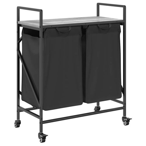 Kosz na pranie 2 przegrody z kółkami, szary dąb sonoma na Arena.pl