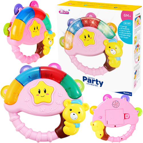 Interaktywny Tamburyn Z Misiem Dla Dzieci Grzechotka Światełka I Melodie na Arena.pl