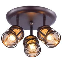 Sufitowa LAMPA plafon OBERON 5337 Rabalux metalowa OPRAWA obudowany szklany klosz brązowa kawowa bursztynowa