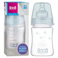 LOVI Butelka antykolkowa do karmienia szklana DIAMOND GLASS 150ml BOTANIC
