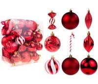 ZESTAW BOMBEK CHOINKOWYCH 40 sztuk CZERWONE BOMBKI ZAWIESZKI NA CHOINKĘ