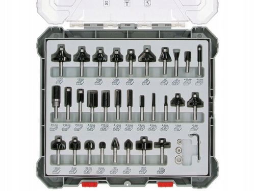 BOSCH ZESTAW 30 FREZÓW DO DREWNA chwyt 8mm na Arena.pl