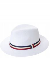 Męski kapelusz Kultowy fason PANAMA z trzy kolorowym paskiem 58 cm