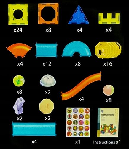 Klocki MAGNETYCZNE Konstrukcyjne 3D ZESTAW XXL TOR KULKOWY 110 elementów na Arena.pl