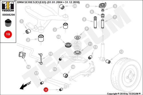 BMW X3 E83 TULEJA DRĄŻKA TYLNEGO 04- na Arena.pl