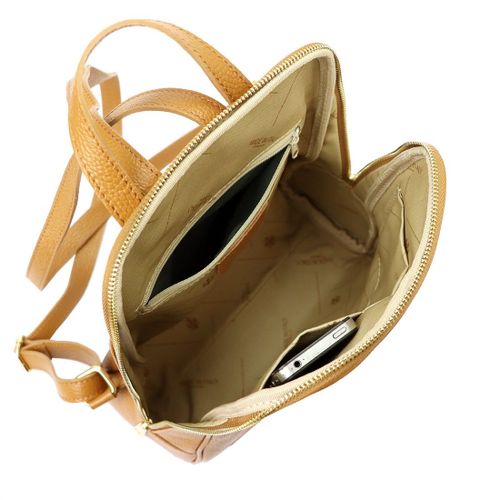 Damski miejski pojemny plecak z prawdziwej skóry z kieszeniami MiaMore na Arena.pl