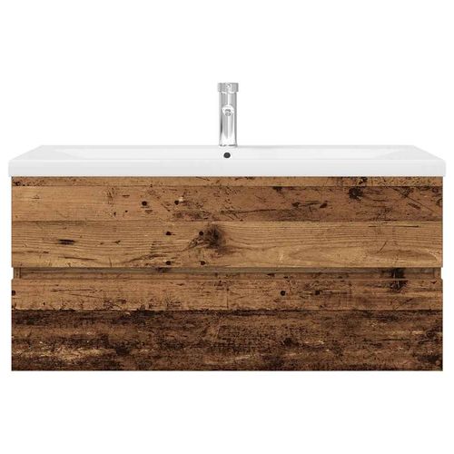 Szafka pod umywalkę z wbudowaną umywalką i baterią Stare drewno na Arena.pl