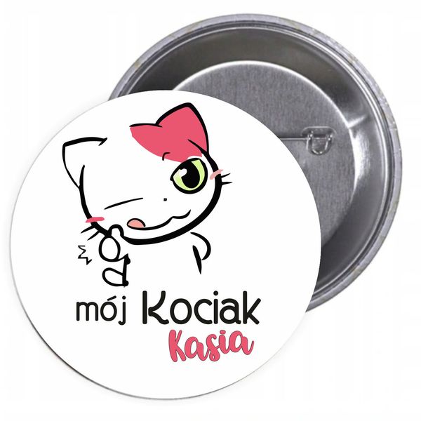 Przypinki buttony 8 MARCA twój kociak twoje imie zdjęcie 1