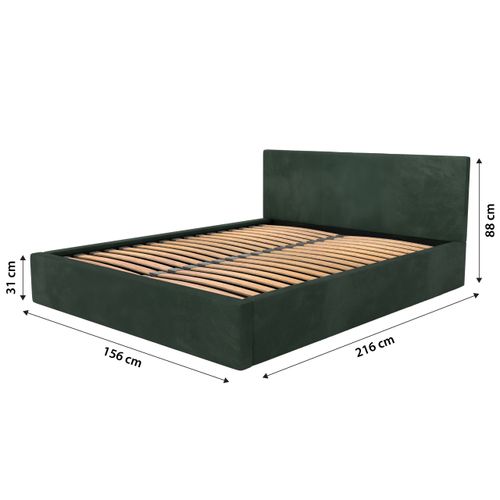 ŁÓŻKO TAPICEROWANE 140x200 ŁÓŻKO PODWÓJNE Z POJEMNIKIEM BUTELKOWA ZIELEŃ na Arena.pl