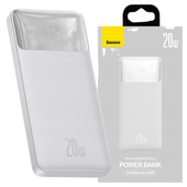 powerbank baseus bipow 10000mah, 2xusb, usb-c, 20w (biały)