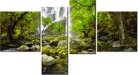 100 55CM OBRAZ 4 ELEM WODOSPAD ZIELENI PŁÓTNO DRUK