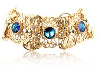 ażurowy choker z motywami kwiatów i liści, zdobiony kryształami