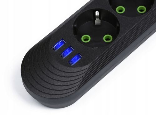 LISTWA ZASILAJĄCA 5 GNIAZDA + 3 USB PRZEDŁUŻACZ 5M na Arena.pl