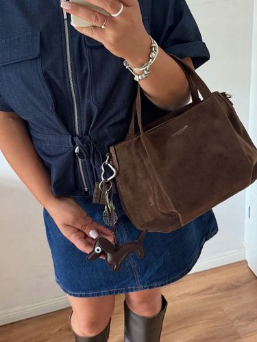 Torba Flora&Co torebka czekoladowa zamsz zamszowa eco brązowa shopper viral na Arena.pl