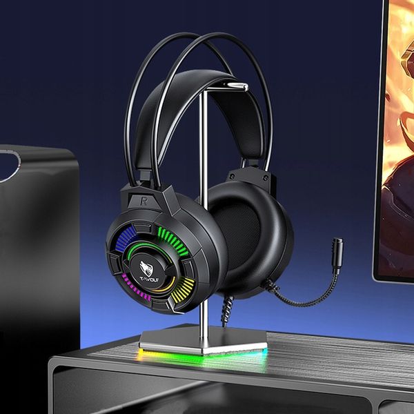 SŁUCHAWKI Z MIKROFONEM GAMINGOWE DO GRANIA DLA GRACZY NAUSZNE RGB USB 7.1 zdjęcie 8