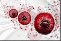 100 70CM OBRAZ PŁÓTNO CZERWONY DMUCHAWCE 4 PŁÓTNO RAMA