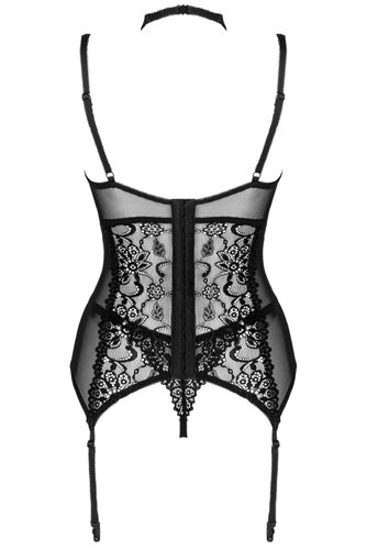 GORSET DO POŃCZOCH CZARNY KORONKOWY STRINGI S/M na Arena.pl