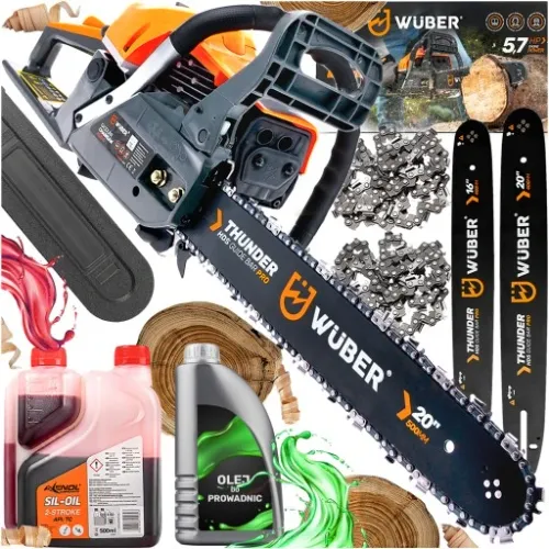 PIŁA SPALINOWA PILARKA DO DREWNA ŁAŃCUCHOWA 5,7KM +2 PROWAD +OLEJ +2x ŁAŃC. na Arena.pl