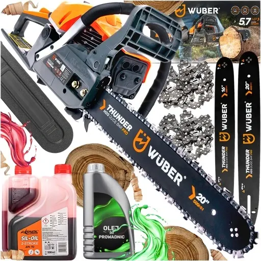 PIŁA SPALINOWA PILARKA DO DREWNA ŁAŃCUCHOWA 5,7KM +2 PROWAD +OLEJ +2x ŁAŃC. zdjęcie 1