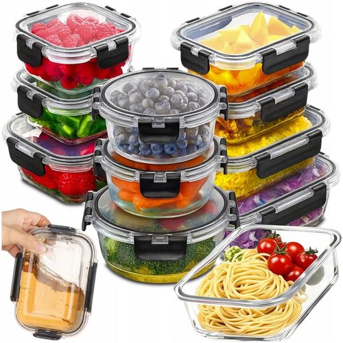 10 X LUNCHBOX SZKLANE POJEMNIKI NA ŻYWNOŚĆ USZCZELKA ŻAROODPORNE ZESTAW na Arena.pl